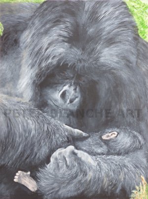 Mother Mountain Gorilla with baby